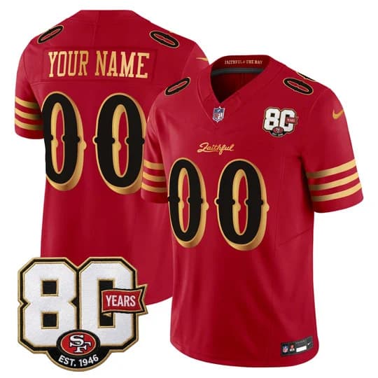 San Francisco 49ers 80th Anniversary Patch Vapor Limited Custom Jersey - Rivalries Edition   - All Stitched