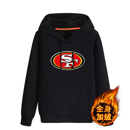 San Francisco 49ers Black Men's Winter Thicken NFL Pullover Hoodie