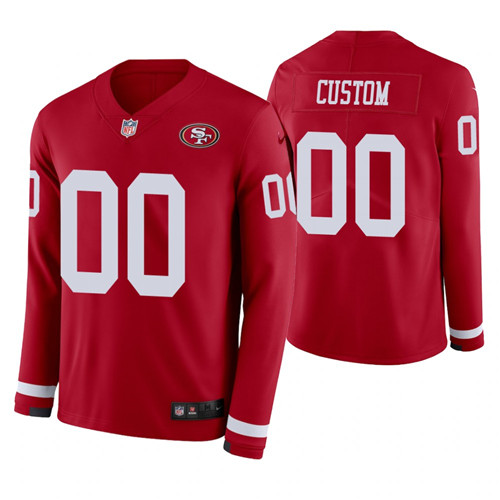 San Francisco 49ers Custom Scarlet Therma Long Sleeve Jersey