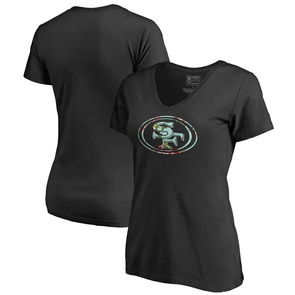 San Francisco 49ers NFL Pro Line By Fanatics Branded Women's Lovely Plus Size V Neck T-Shirt Black