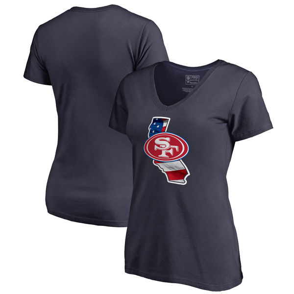 San Francisco 49ers Navy Women's NFL Pro Line By Fanatics Branded Banner State T-Shirt