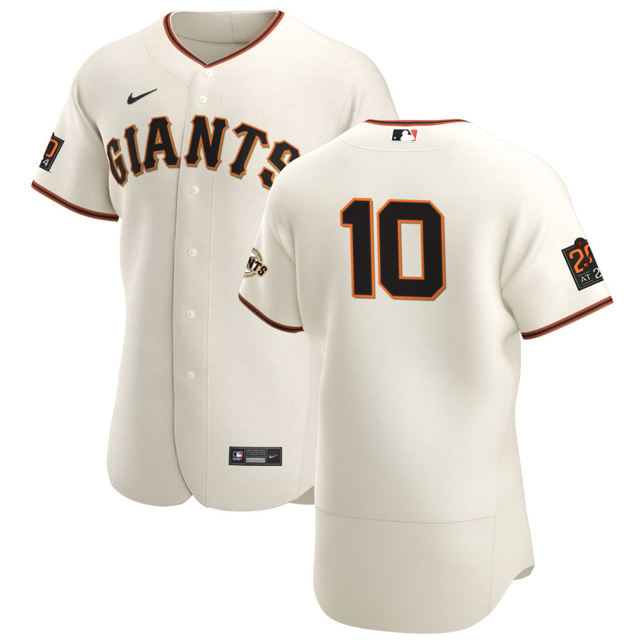 San Francisco Giants #10 Evan Longoria Men's Nike Cream Home 2020 Authentic 20 at 24 Patch Player MLB Jersey