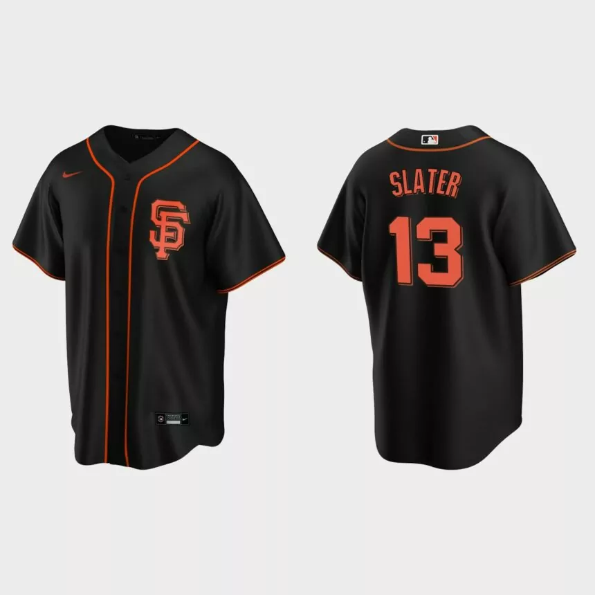 San Francisco Giants #13 Austin Slater Replica Alternate Jersey – Black