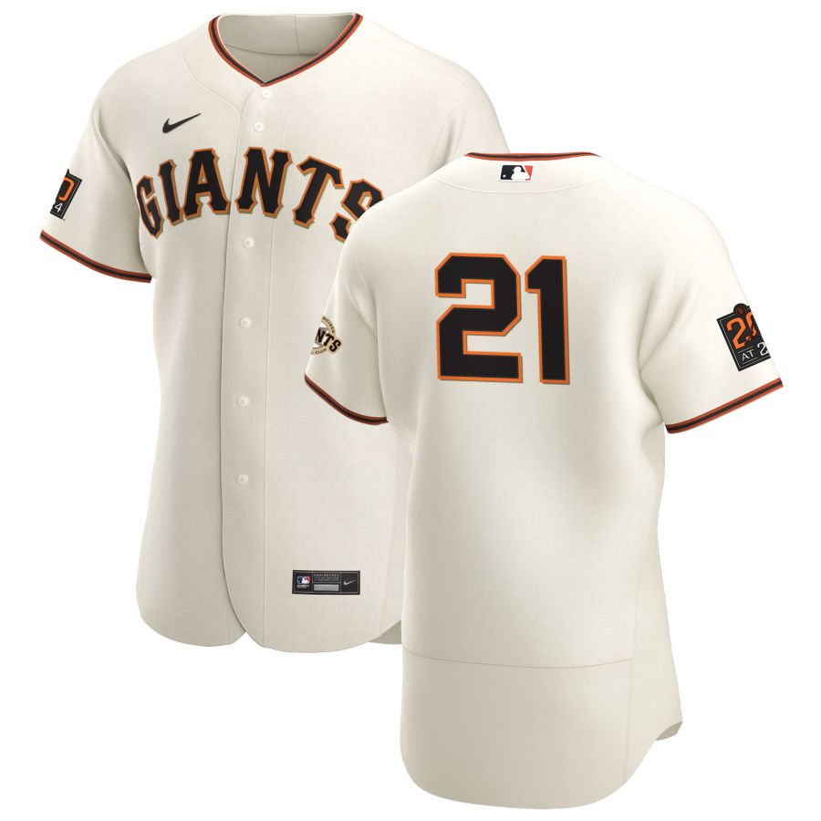 San Francisco Giants #21 Joey Bart Men's Nike Cream Home 2020 Authentic 20 at 24 Patch Player MLB Jersey