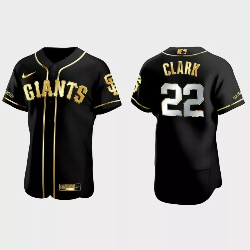 San Francisco Giants #22 Will Clark Golden Edition Authentic Jersey – Black