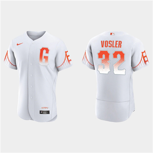 San Francisco Giants #32 Jason Vosler Men's 2021 City Connect Authentic White Jersey