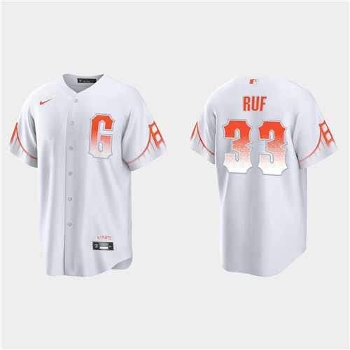 San Francisco Giants #33 Darin Ruf Men's 2021 City Connect White Fan's Version Jersey