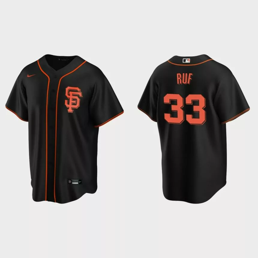 San Francisco Giants #33 Darin Ruf Replica Alternate Jersey – Black