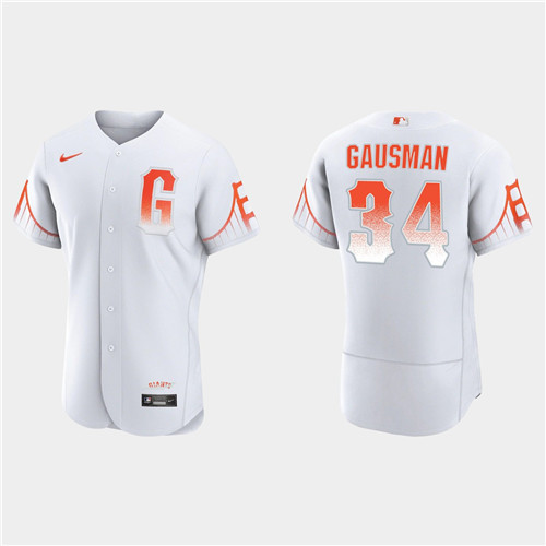 San Francisco Giants #34 Kevin Gausman Men's 2021 City Connect Authentic White Jersey