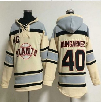 San Francisco Giants #40 Madison Bumgarner Cream Sawyer Hooded Sweatshirt Baseball Hoodie