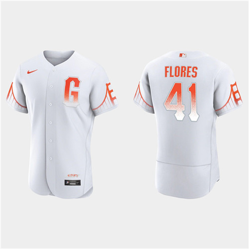 San Francisco Giants #41 Wilmer Flores Men's 2021 City Connect Authentic White Jersey