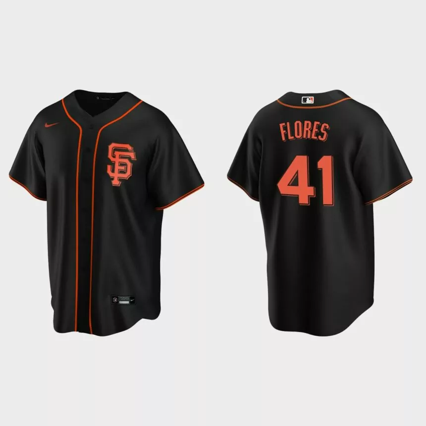 San Francisco Giants #41 Wilmer Flores Replica Alternate Jersey – Black