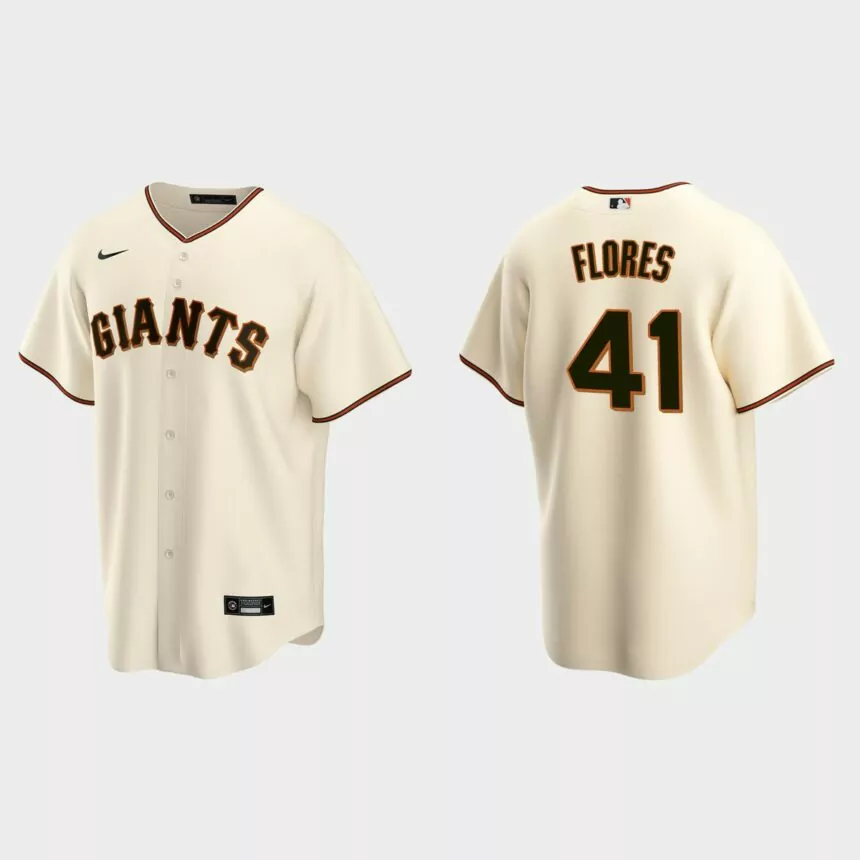 San Francisco Giants #41 Wilmer Flores Replica Home Jersey – Cream