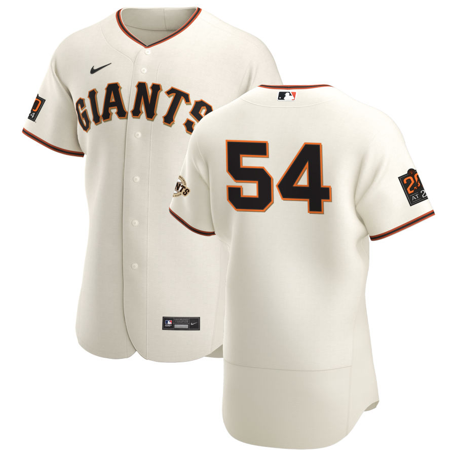 San Francisco Giants #54 Reyes Moronta Men's Nike Cream Home 2020 Authentic 20 at 24 Patch Player MLB Jersey