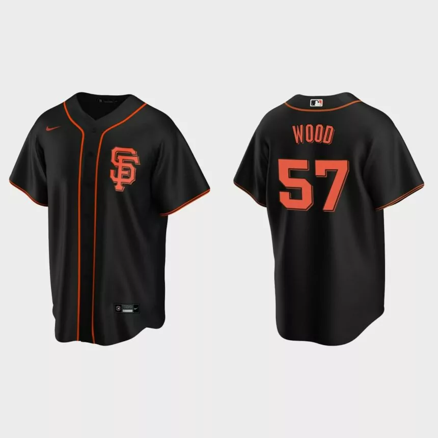 San Francisco Giants #57 Alex Wood Replica Alternate Jersey – Black