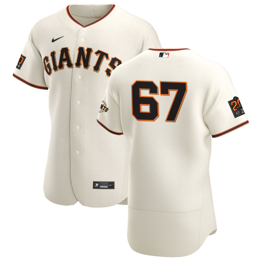 San Francisco Giants #67 Sam Selman Men's Nike Cream Home 2020 Authentic 20 at 24 Patch Player MLB Jersey