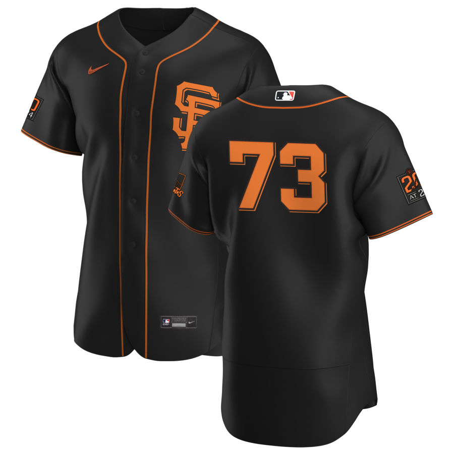 San Francisco Giants #73 Caleb Baragar Men's Nike Black Alternate 2020 Authentic 20 at 24 Patch Player MLB Jersey