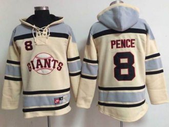 San Francisco Giants #8 Hunter Pence Cream Sawyer Hooded Sweatshirt Baseball Hoodie