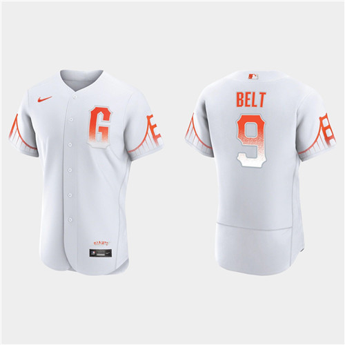 San Francisco Giants #9 Brandon Belt Men's 2021 City Connect Authentic White Jersey