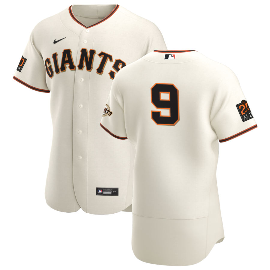 San Francisco Giants #9 Brandon Belt Men's Nike Cream Home 2020 Authentic 20 at 24 Patch Player MLB Jersey