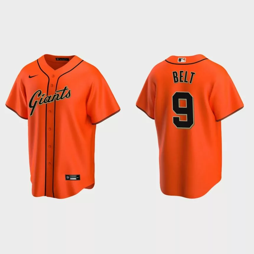 San Francisco Giants #9 Brandon Belt Orange 2020 Replica Alternate Jersey