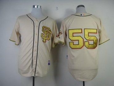 San Francisco Giants 55# Lincecum 2013 Commemorative Gold Jersey w2012 World Series Champions Patch