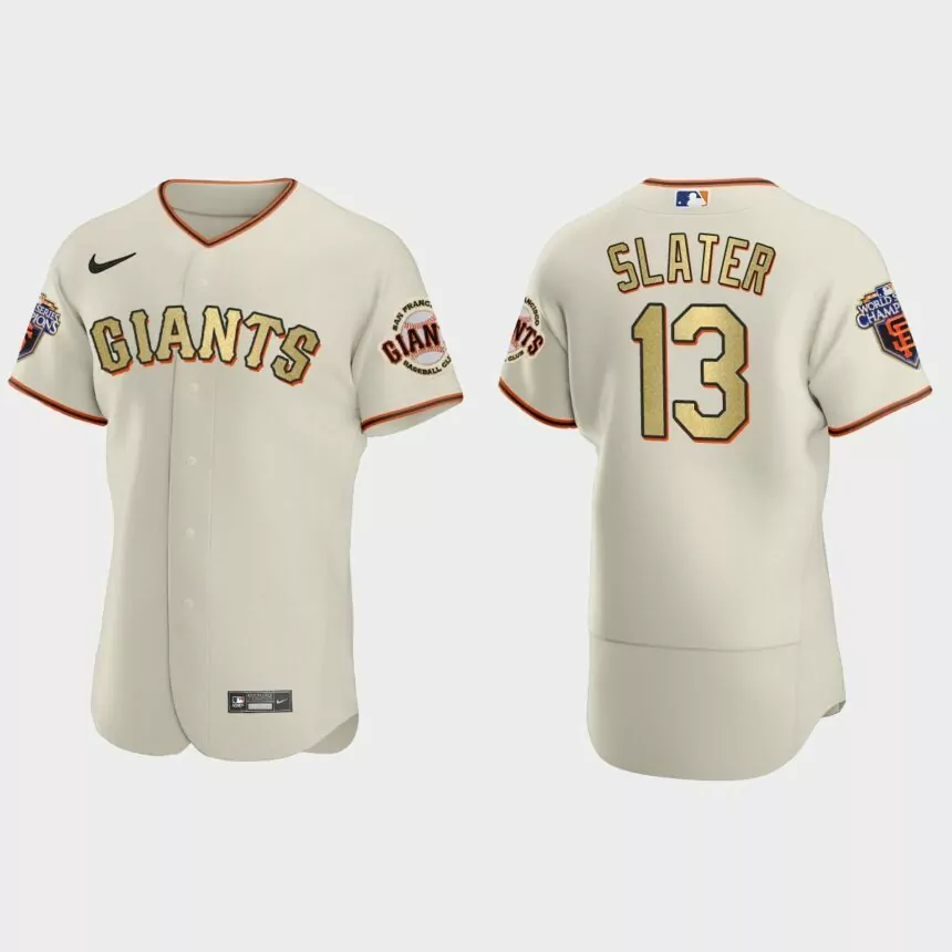 San Francisco Giants Austin Slater Cream Gold 2010 World Series Champions Jersey