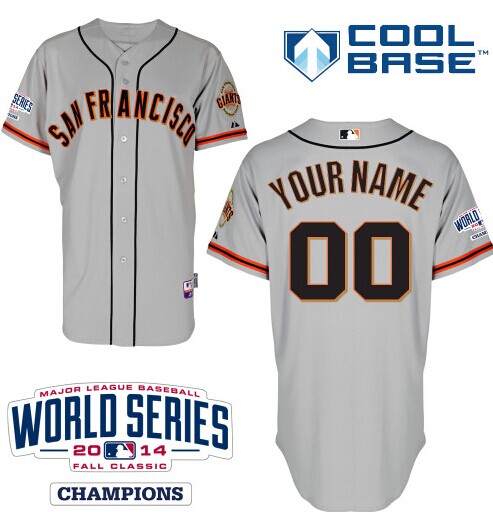 San Francisco Giants Authentic Personalized Road Jersey 2014 World Series Champions Patch