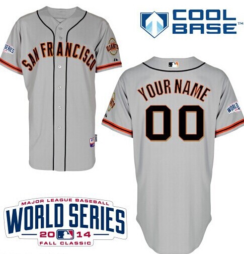 San Francisco Giants Authentic Personalized Road Jersey 2014 World Series Patch