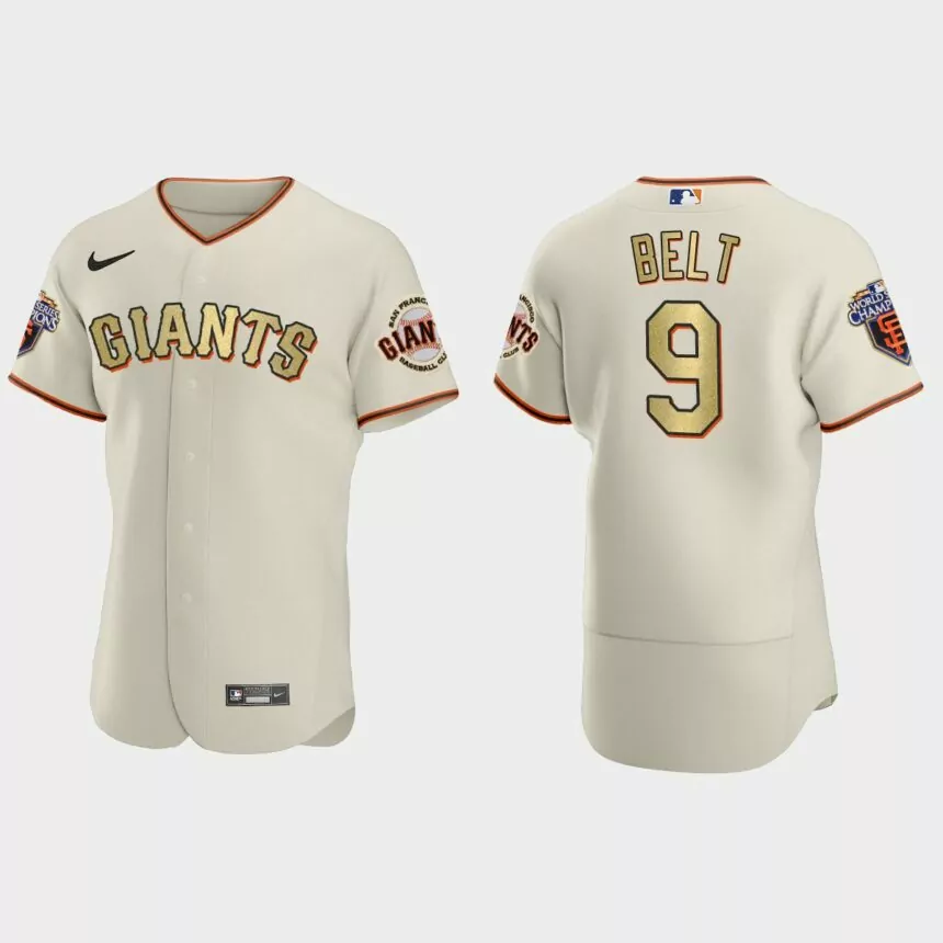 San Francisco Giants Brandon Belt Cream Gold 2010 World Series Champions Jersey