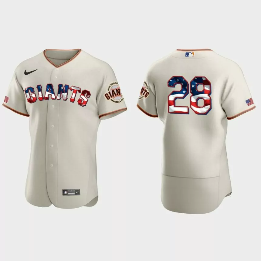 San Francisco Giants Buster Posey 2020 Stars & Stripes 4th of July Jersey – Cream