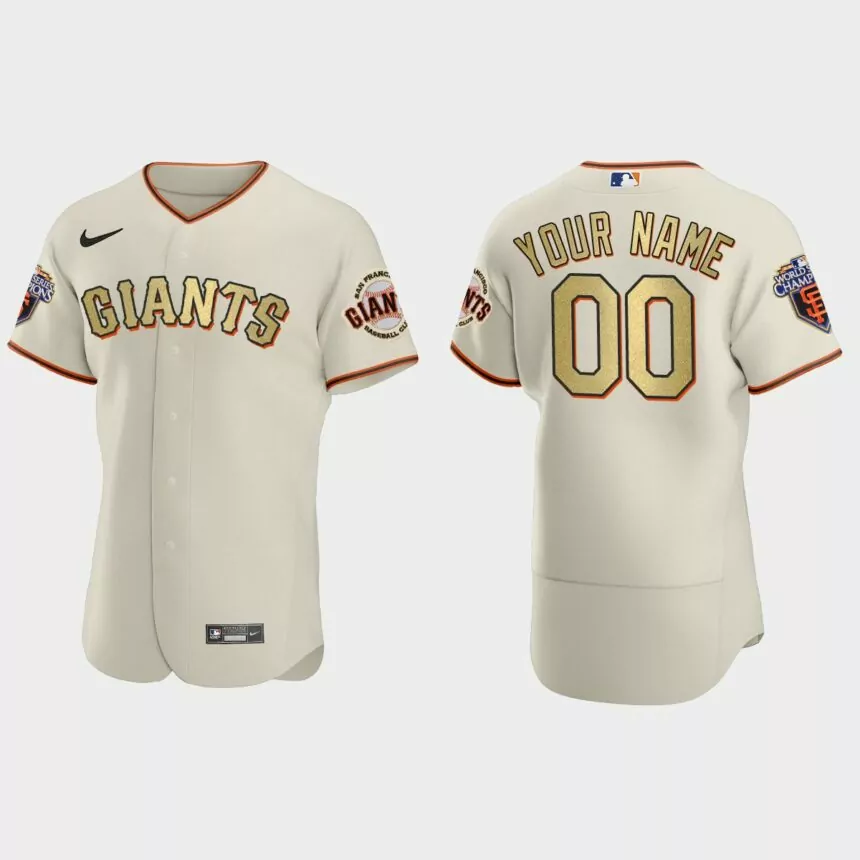 San Francisco Giants Custom Cream Gold 2010 World Series Champions Jersey