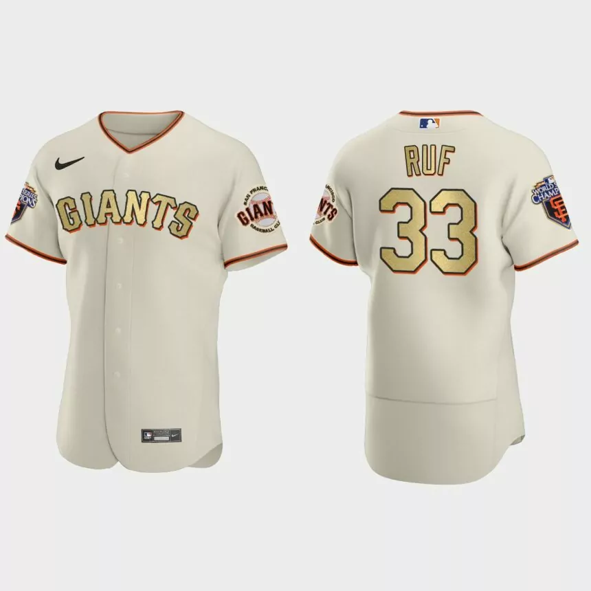 San Francisco Giants Darin Ruf Cream Gold 2010 World Series Champions Jersey