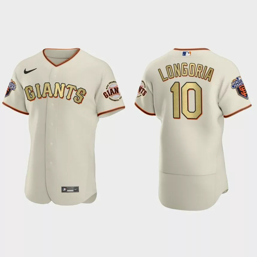 San Francisco Giants Evan Longoria Cream Gold 2010 World Series Champions Jersey