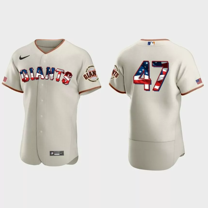 San Francisco Giants Johnny Cueto 2020 Stars & Stripes 4th of July Jersey – Cream