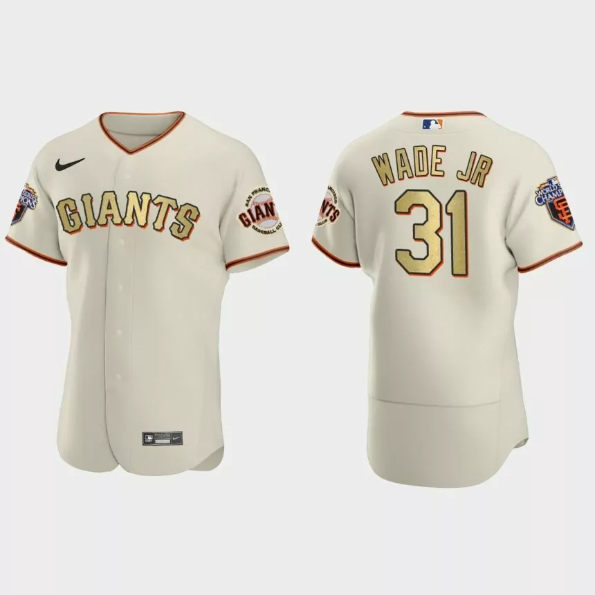 San Francisco Giants LaMonte Wade Jr. Cream Gold 2010 World Series Champions Jersey