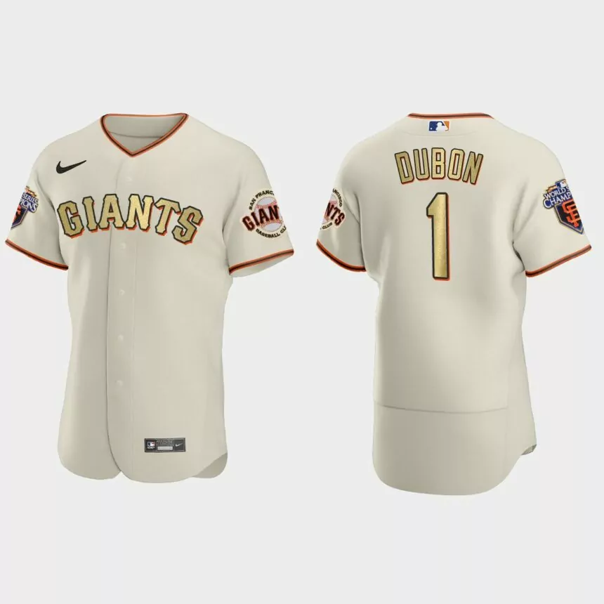 San Francisco Giants Mauricio Dubon Cream Gold 2010 World Series Champions Jersey