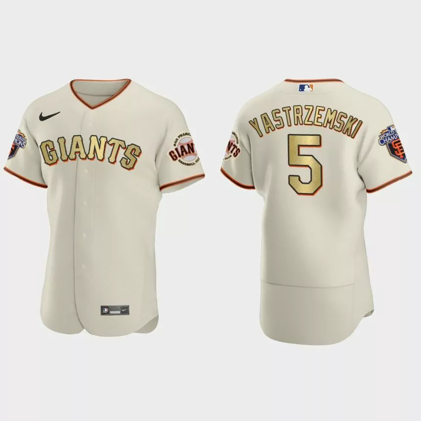 San Francisco Giants Mike Yastrzemski Cream Gold 2010 World Series Champions Jersey