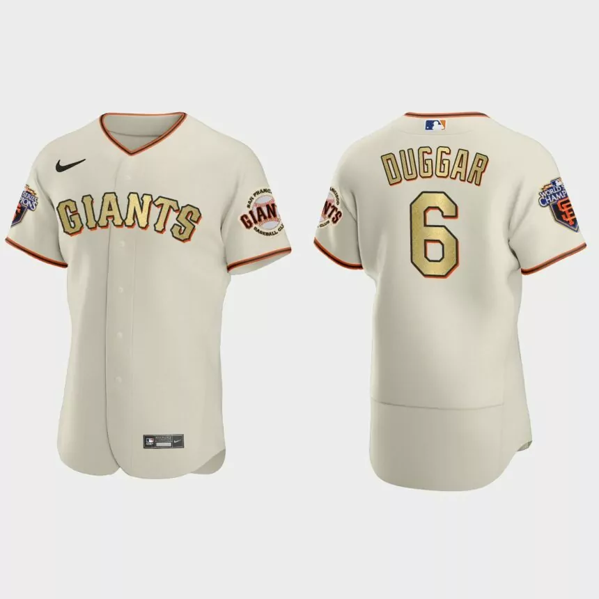 San Francisco Giants Steven Duggar Cream Gold 2010 World Series Champions Jersey