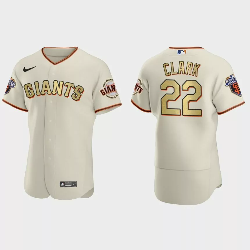 San Francisco Giants Will Clark Cream Gold 2010 World Series Champions Jersey