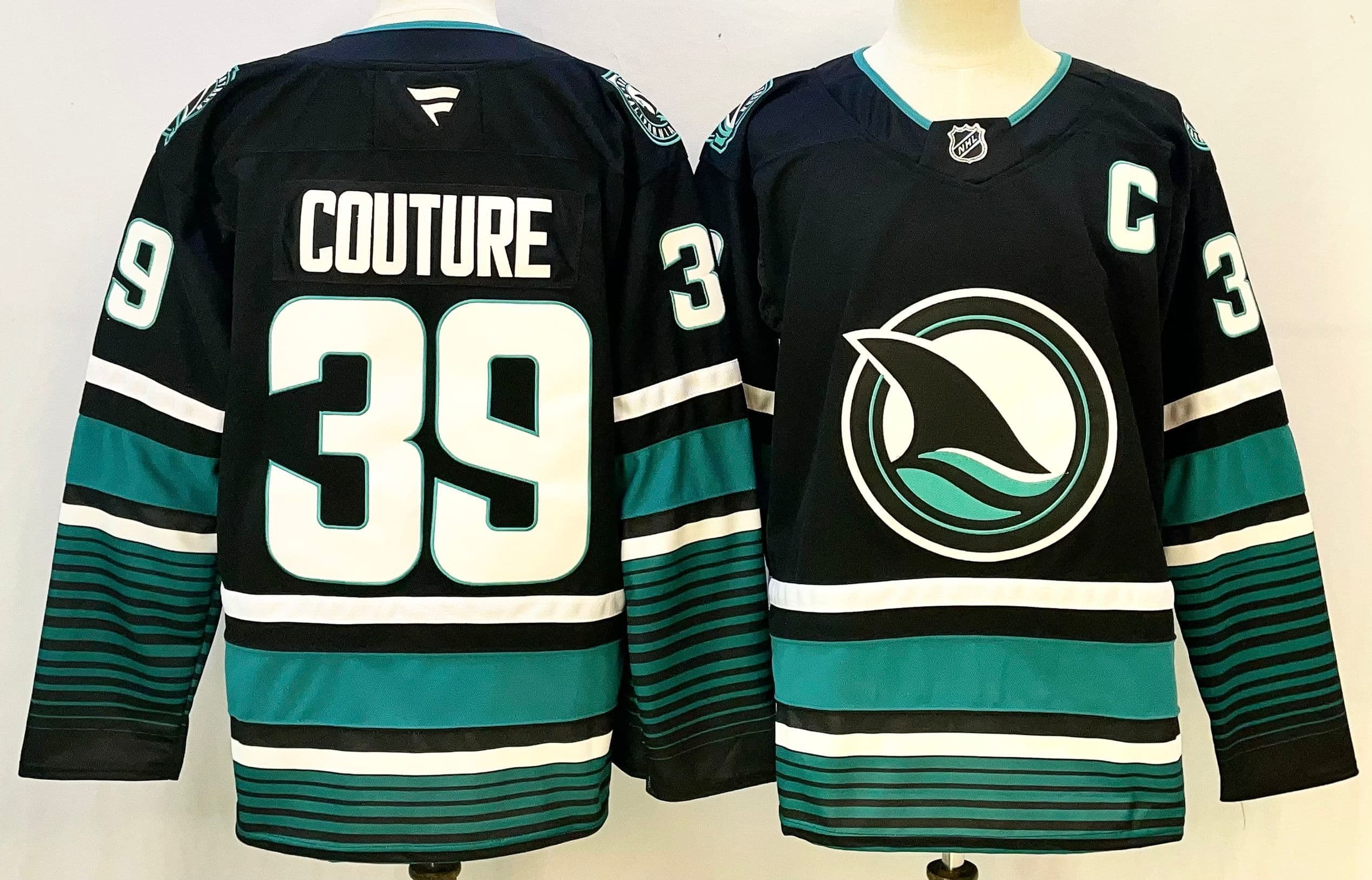 San Jose  Sharks Logan Couture #39 Fanatics Teal Home Premium NHL Jersey