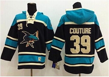 San Jose Sharks #39 Logan Couture Black Sawyer Hooded Sweatshirt Stitched NHL Jersey