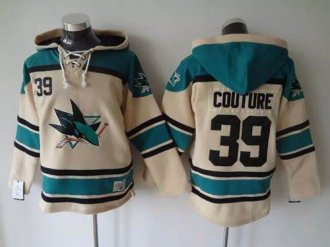San Jose Sharks #39 Logan Couture Cream Sawyer Hooded Sweatshirt Stitched NHL jersey