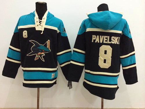 San Jose Sharks #8 Joe Pavelski Black Old Time Hockey hoodie Stitched