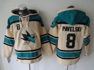 San Jose Sharks #8 Joe Pavelski Cream Sawyer Hooded Sweatshirt Stitched NHL jersey