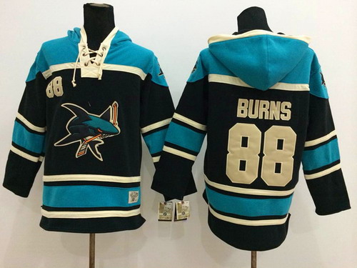 San Jose Sharks #88 Brent Burns Black Old Time Hockey hoodie Stitched