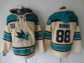 San Jose Sharks #88 Brent Burns Cream Sawyer Hooded Sweatshirt Stitched NHL jersey