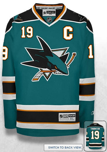 San Jose Sharks 19 Joe Thornton teal Jersey C Patch