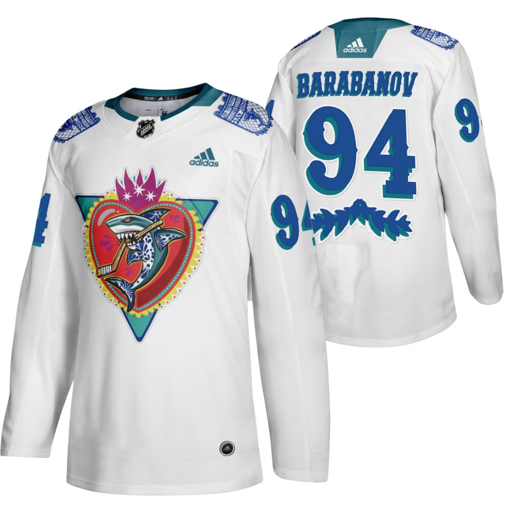 San Jose Sharks Alexander Barabanov White 2021 Los Tiburones Night Special Jersey
