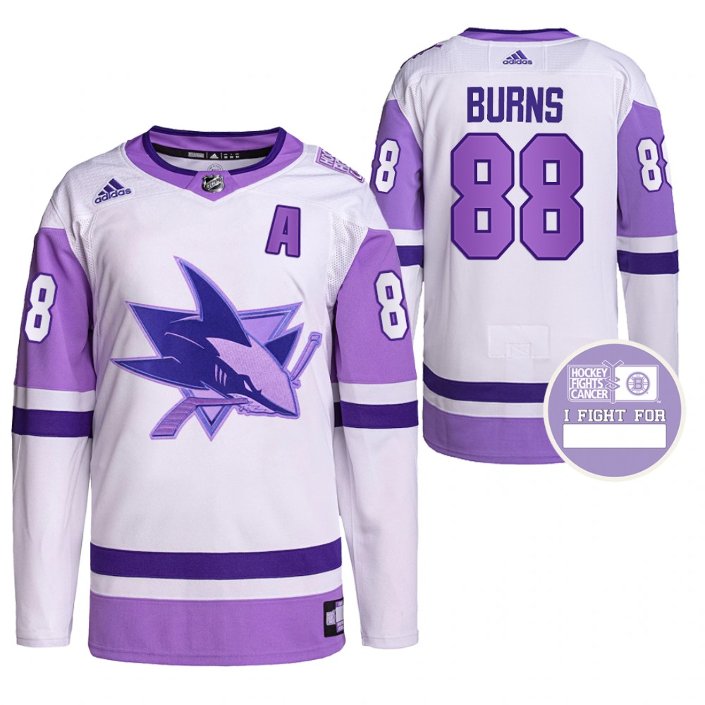 San Jose Sharks Brent Burns Hockey Fights Cancer White Purple Primegreen Jersey